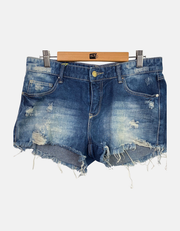 Distressed Denim Cutoff Shorts with Frayed Hem